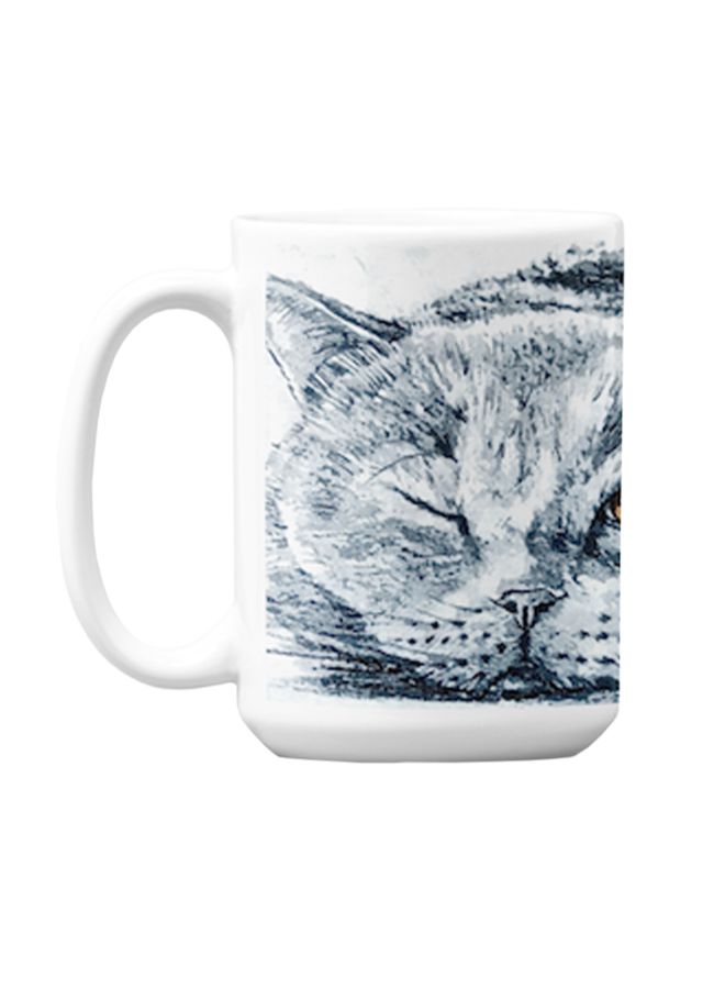 أتيك كوب قهوة جودة ممتازة من السيراميك بطبعة أبيض 350ملليلتر - Image 1