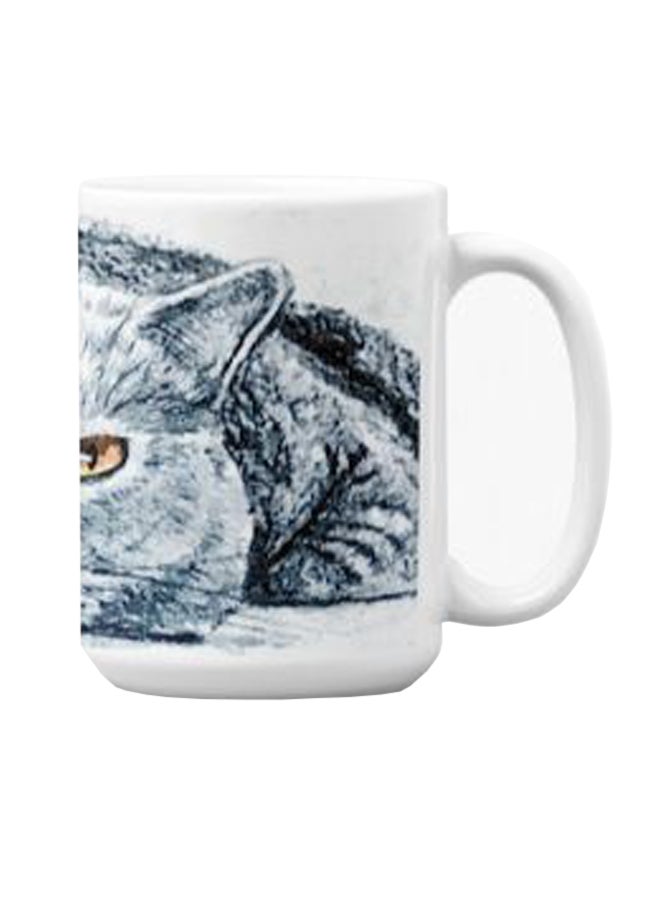 أتيك كوب قهوة جودة ممتازة من السيراميك بطبعة أبيض 350ملليلتر - Image 3