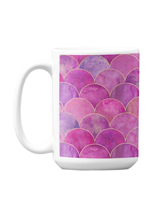 أتيك كوب قهوة جودة ممتازة من السيراميك بطبعة أبيض/بنفسجي 350ملليلتر - Image 1