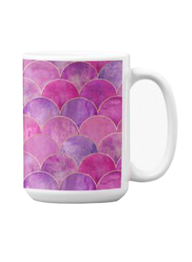 أتيك كوب قهوة جودة ممتازة من السيراميك بطبعة أبيض/بنفسجي 350ملليلتر - Image 3