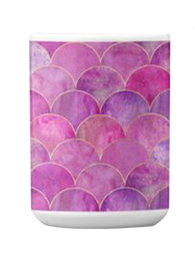 أتيك كوب قهوة جودة ممتازة من السيراميك بطبعة أبيض/بنفسجي 350ملليلتر - Image 2