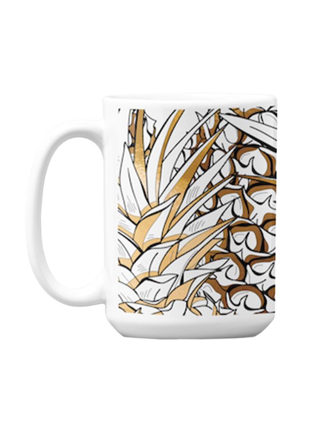 Atiq Premium Printed Ceramic Coffee Mug White/Golden 350ml - Image 1