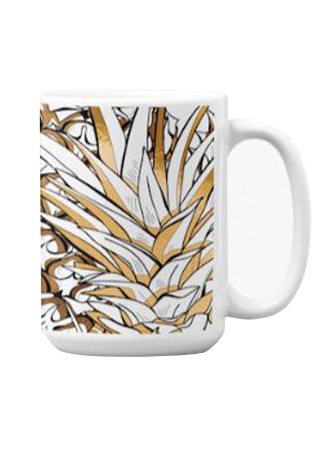 Atiq Premium Printed Ceramic Coffee Mug White/Golden 350ml - Image 3