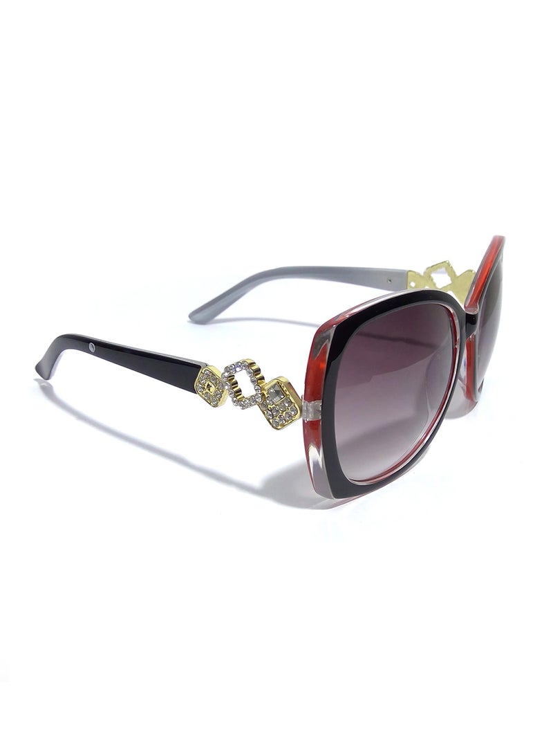 Generic Women's Stylish Rounded Sunglasses with Stones in Temple  - Image 1