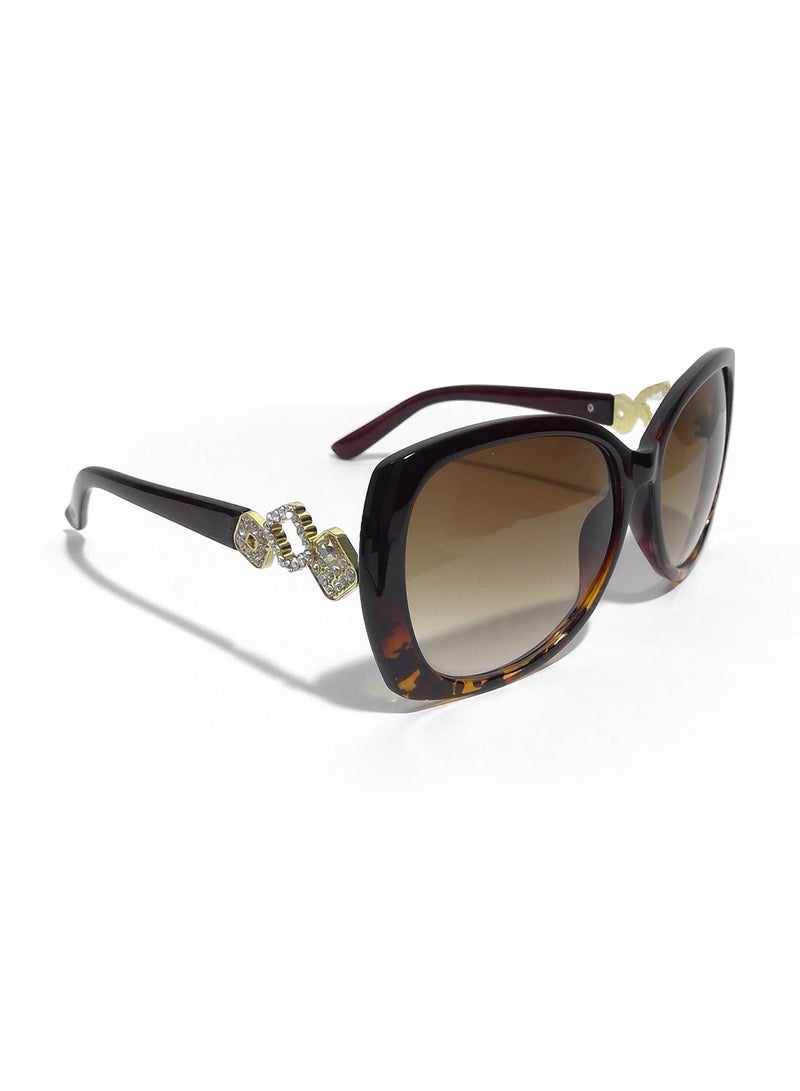 Generic Women's Stylish Rounded Sunglasses with Stones in Temple  - Image 1