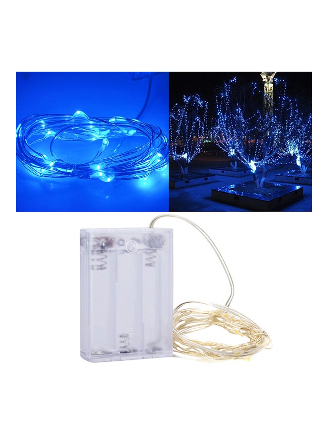 حبل إضاءة LED بسلك فضي مع 3 بطاريات Aa أزرق 8 x 8 x 2سم  - Image 3