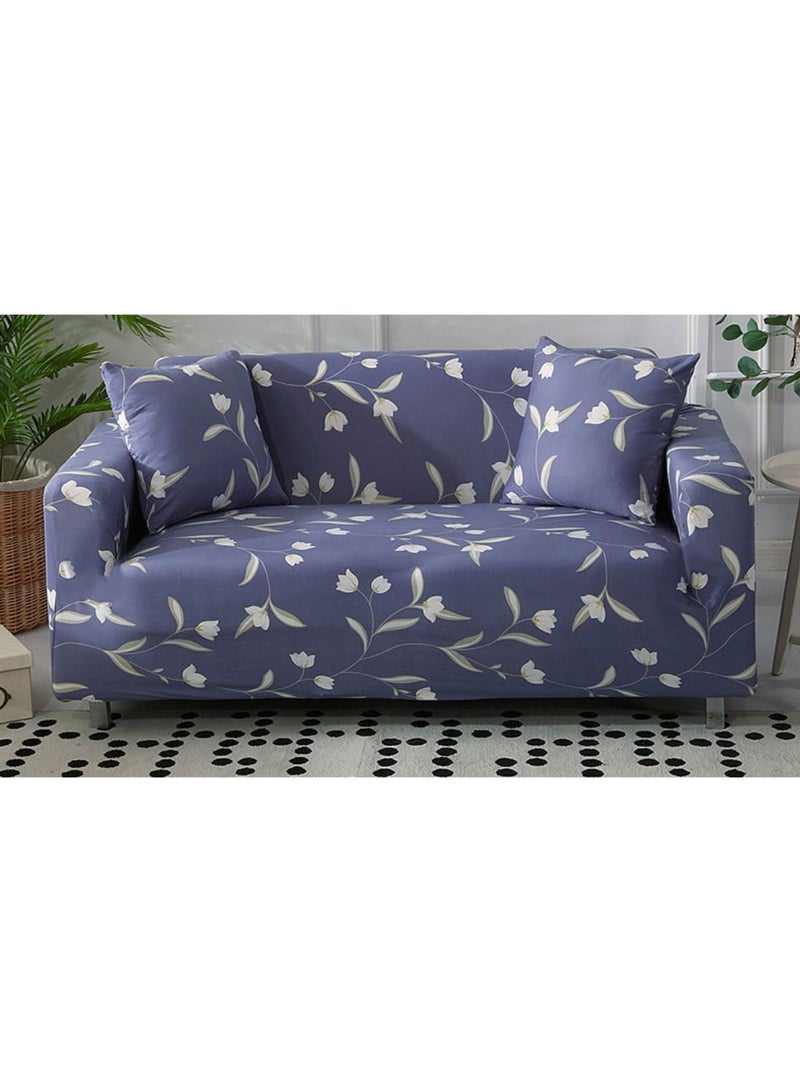 Flower Printed Sofa Slipcover Blue/White - Image 1