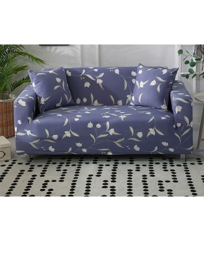 Flower Printed Sofa Slipcover Blue/White - Image 2