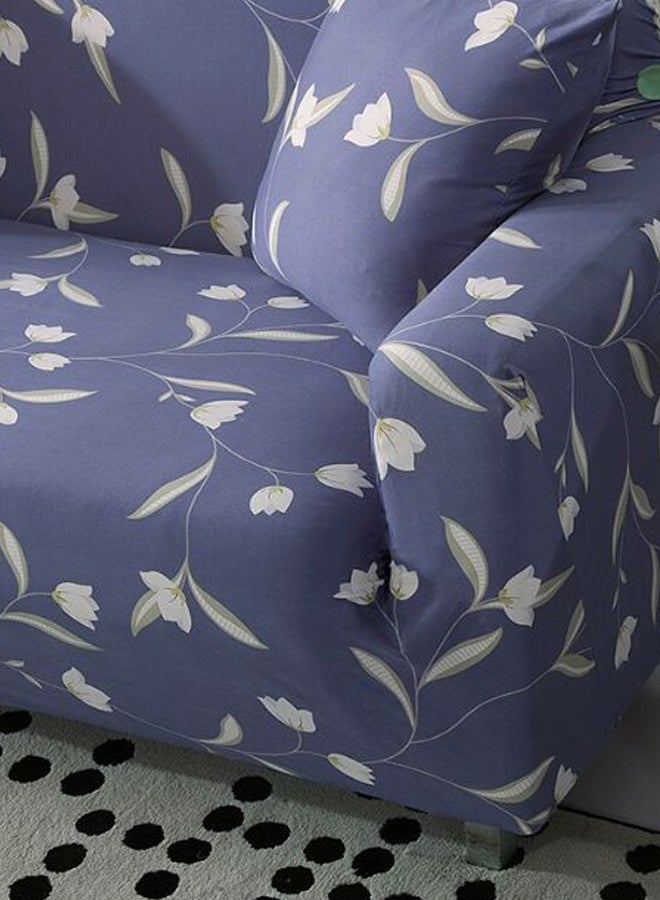 Flower Printed Sofa Slipcover Blue/White - Image 4