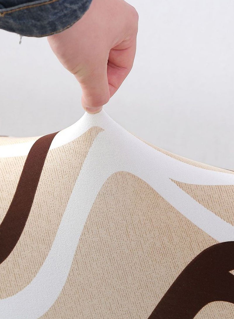 Wavy Lines Pattern Non-Slip Sofa Cover With Cushion Cover Free Beige/Brown/White  - Image 5