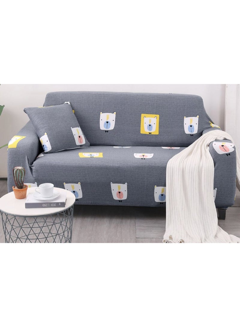 Animal Pattern Sofa Slipcover Grey/White/Yellow 90-140cm - Image 1