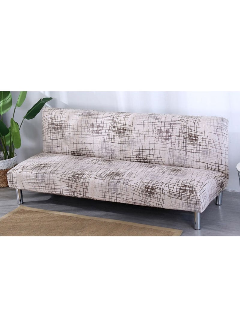 Geometry Stretch Printed Sofa Slipcover Grey/Brown/Beige 110 x 160cm - Image 1