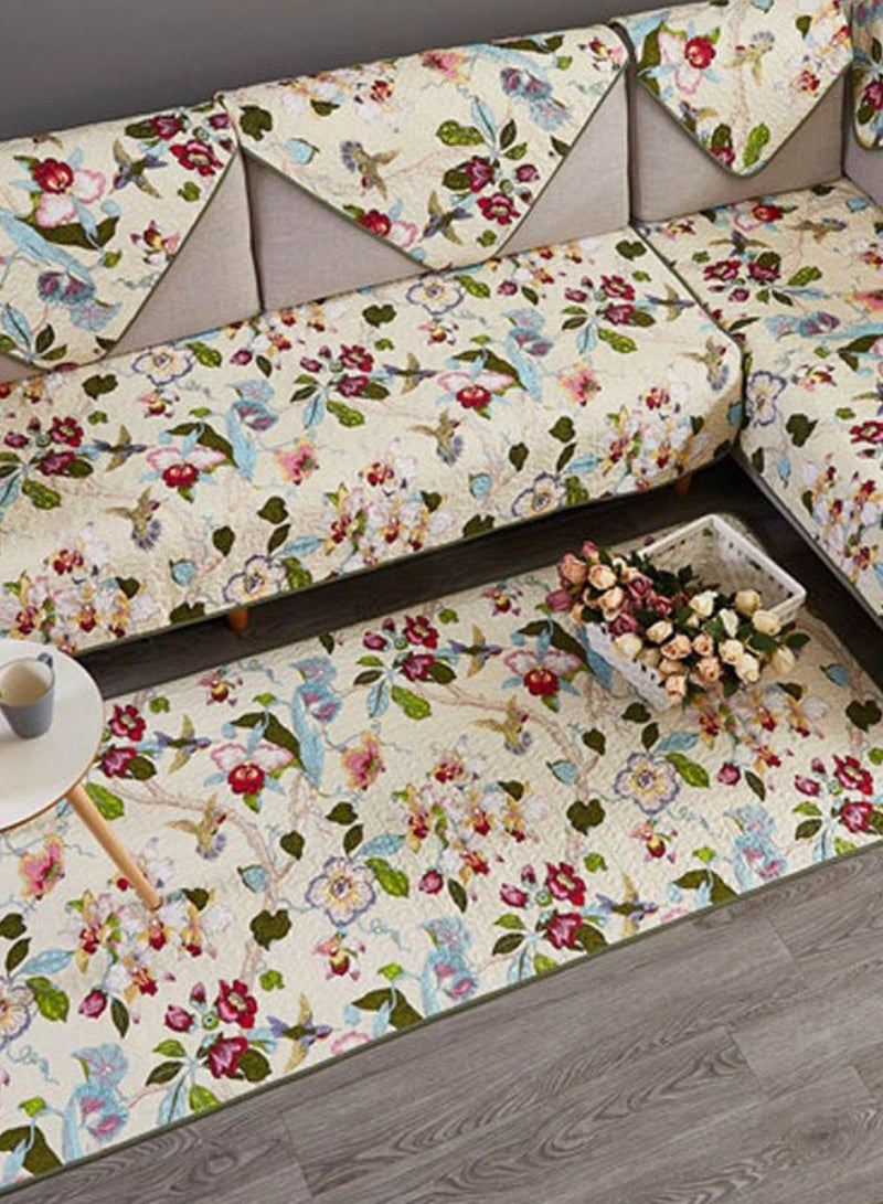 Floral Pattern Sofa Slipcover Yellow - Image 4