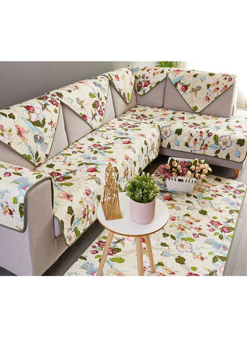 Floral Pattern Sofa Slipcover Yellow - Image 1