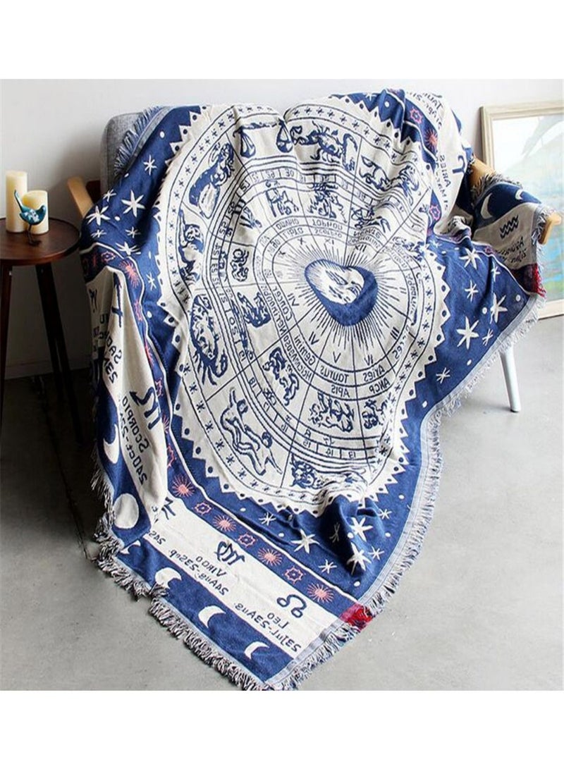 Generic Double Sided Crocheting Knitted Sofa Towel Slipcover Blue/White  - Image 1