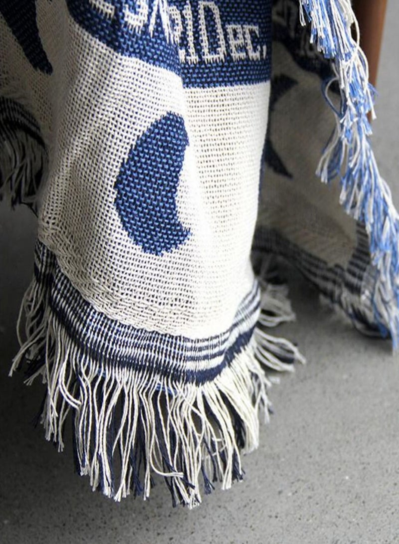 Generic Double Sided Crocheting Knitted Sofa Towel Slipcover Blue/White  - Image 5