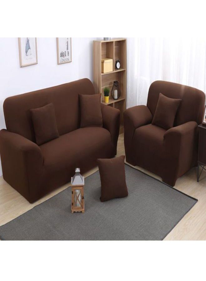 3-Piece Solid Pattern Dust Proof Sofa Slipcover Set Coffee 90 x 140cm  - Image 2