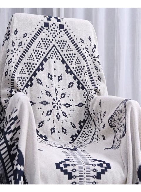 Embroidered Sofa Slipcover White/Black 130 x 180cm