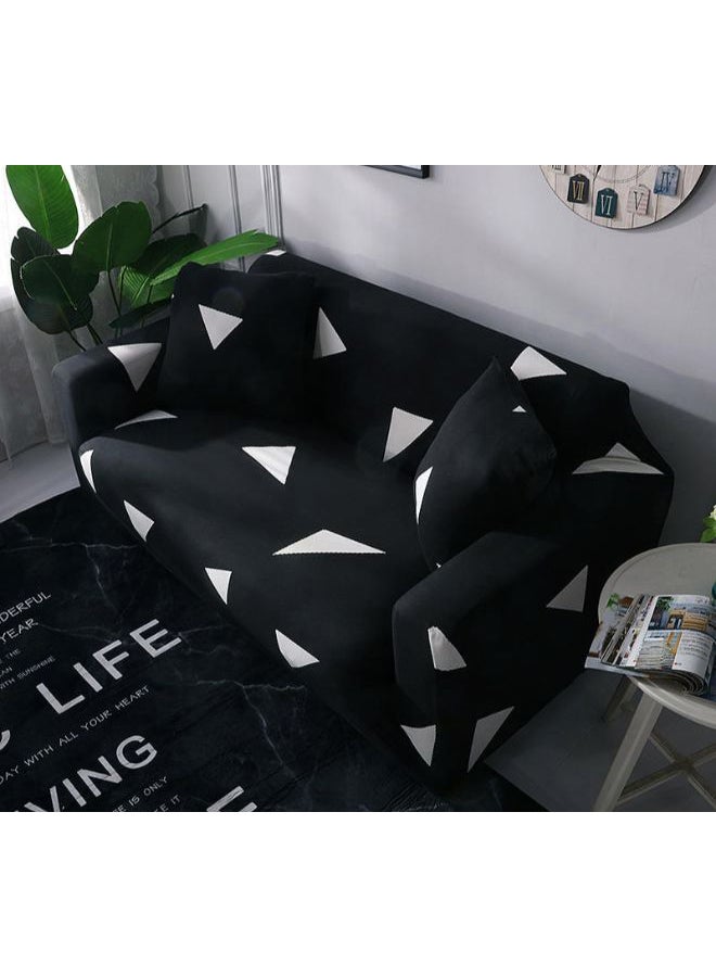 Geometry Print Sofa Slipcover Black/White 140-185cm - Image 2