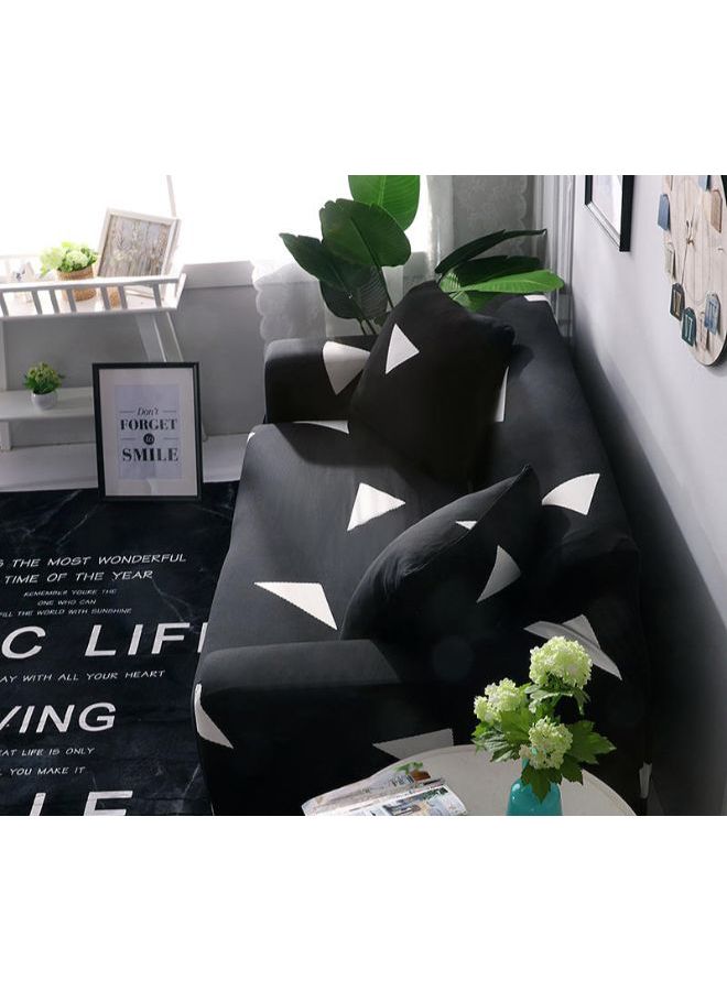 Geometry Print Sofa Slipcover Black/White 140-185cm - Image 3