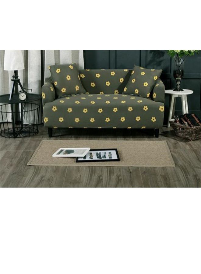 Floral Printed Sofa Slipcover Dark Green/Yellow - Image 2
