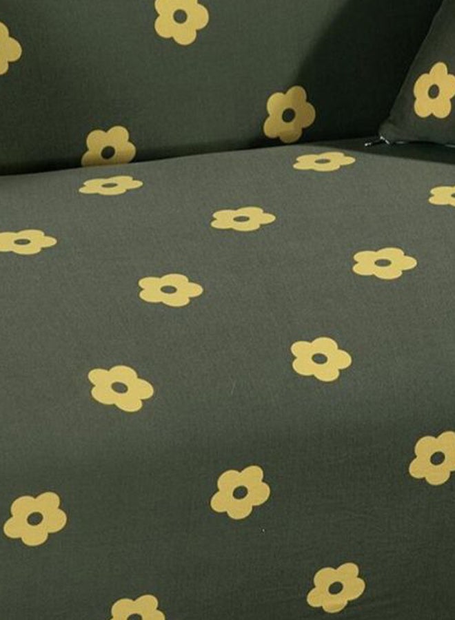 Floral Printed Sofa Slipcover Dark Green/Yellow - Image 3
