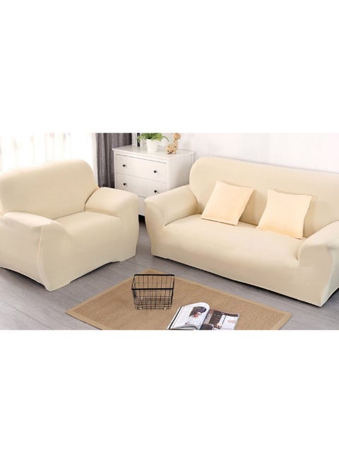 Simple Solid Pattern Stretch Sofa Slipcover Beige