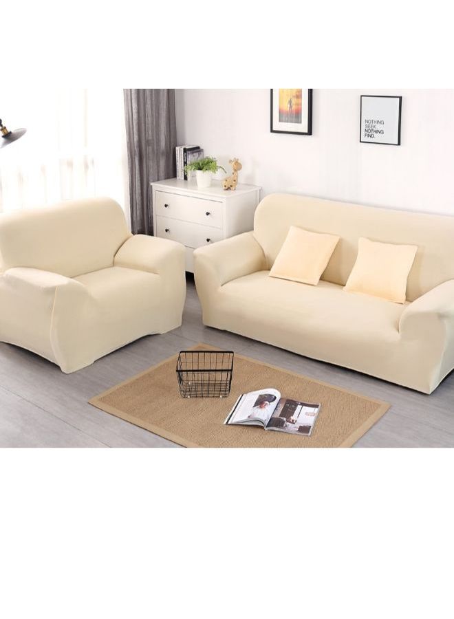Simple Solid Pattern Stretch Sofa Slipcover Beige
