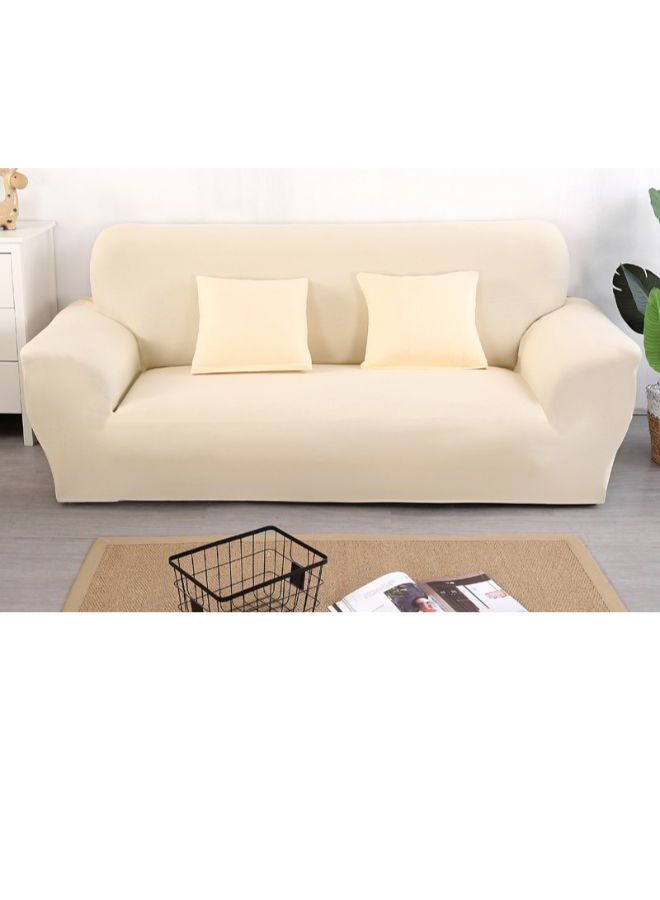 Simple Solid Pattern Stretch Sofa Slipcover Beige