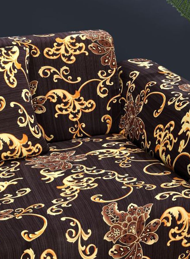 Floral Printed Sofa Slipcover With Pillowcase Coffee Brown/Yellow  - Image 2