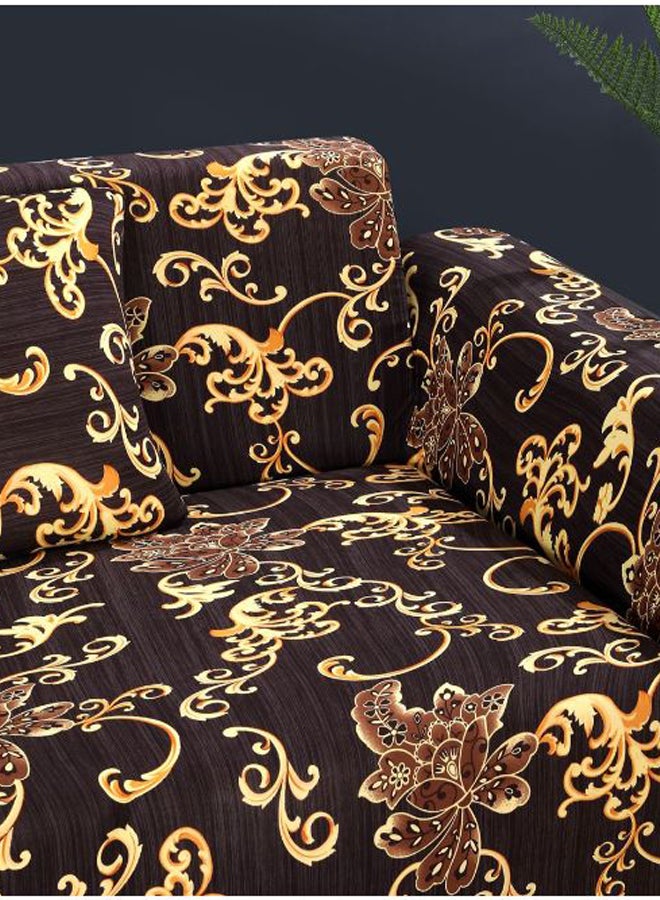 Floral Print Sofa Slipcover With Pillowcase Coffee/Yellow  - Image 2
