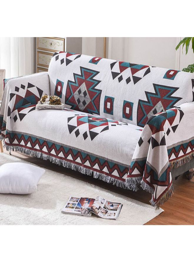 غطاء أريكة واقٍ مزين بطبعة أشكال هندسية أحمر/ أبيض/ أسود 180x230سم - Image 2