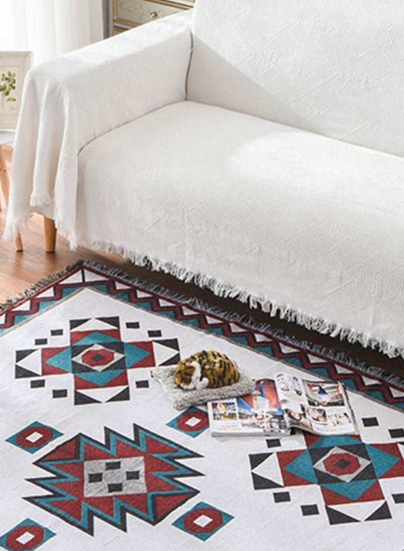 غطاء أريكة واقٍ مزين بطبعة أشكال هندسية أحمر/ أبيض/ أسود 180x230سم - Image 5