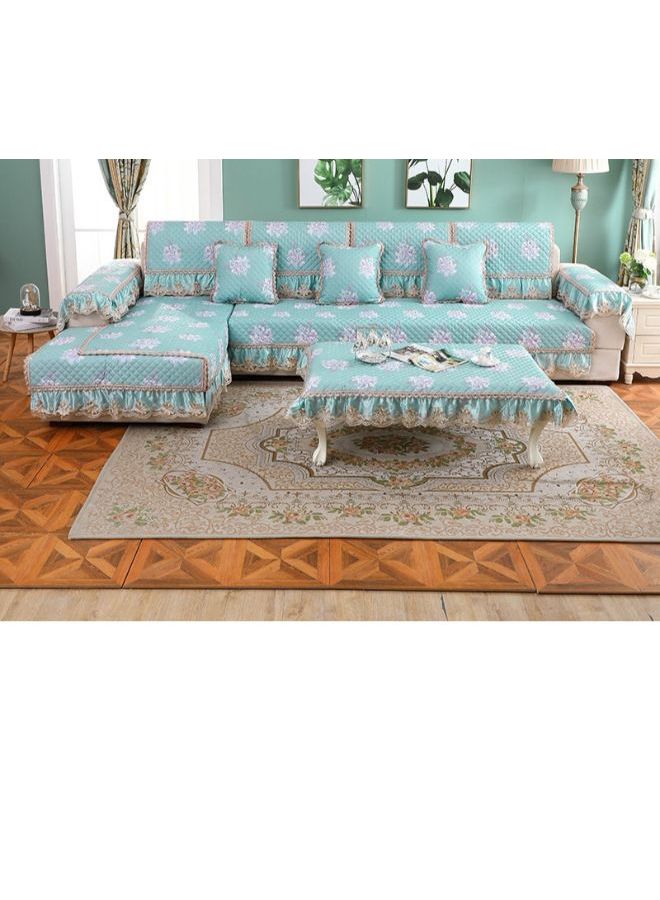 Floral Pattern Comfy Sofa Slipcover Blue/White - Image 1
