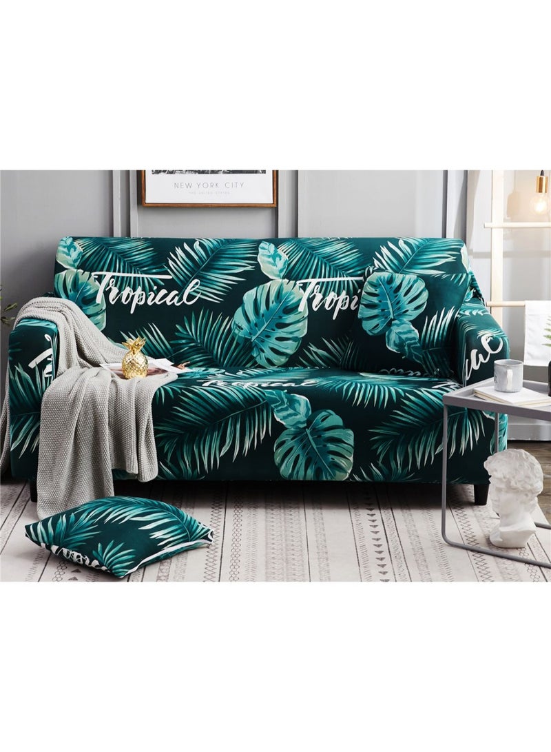 Stretchable Printed Sofa Slipcover Green/White