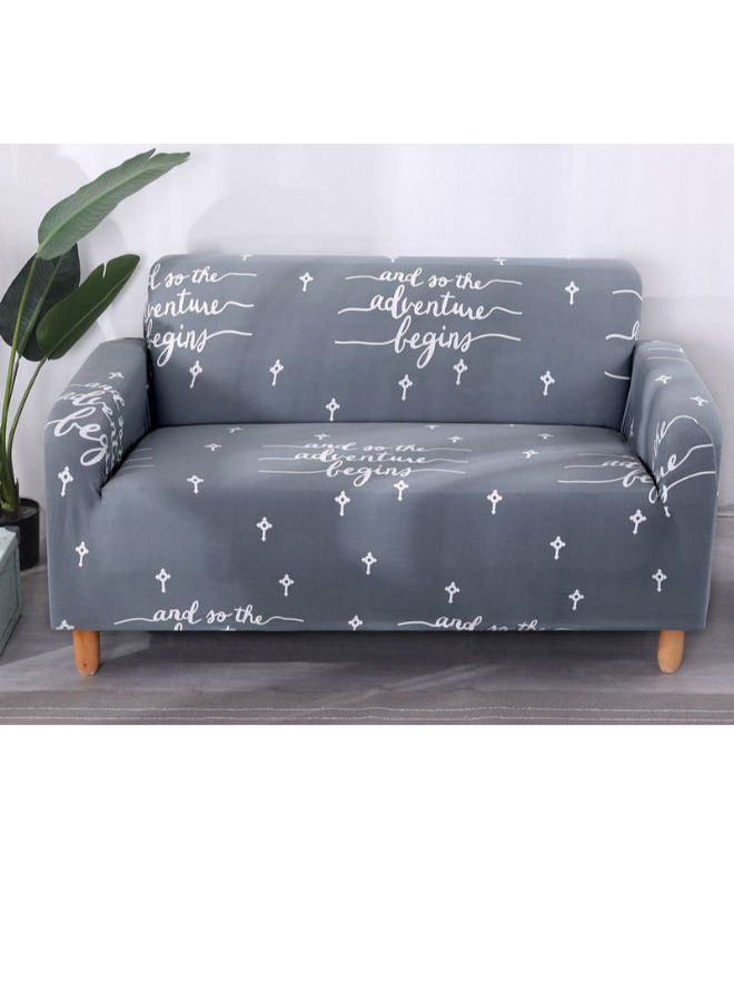 Letters Printed Sofa Slipcover Grey/White  - Image 3