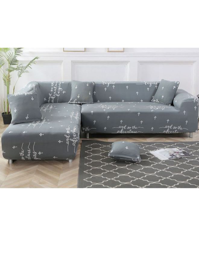 Letters Printed Sofa Slipcover Grey/White  - Image 2
