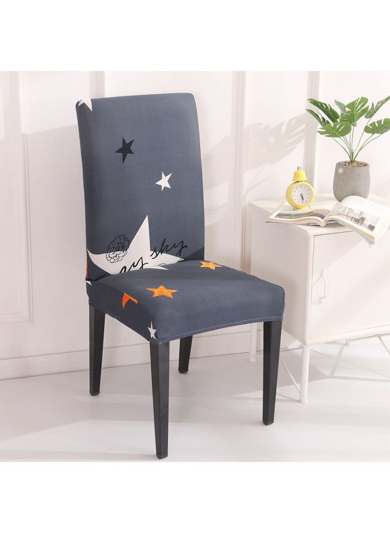Star Printed Chair Cover Grey/White/Yellow