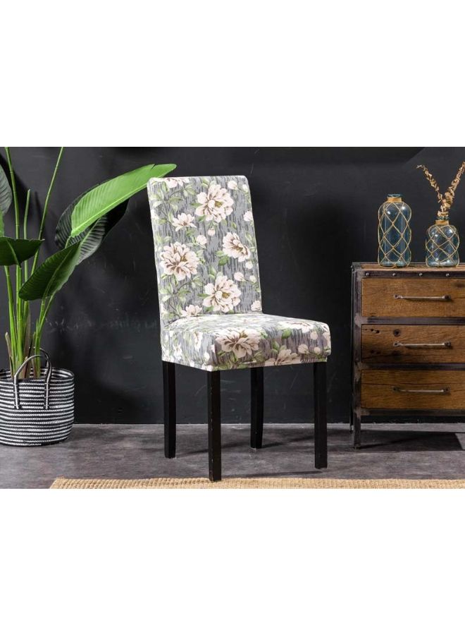 Flower Printed Chair Cover Grey/Green/Beige