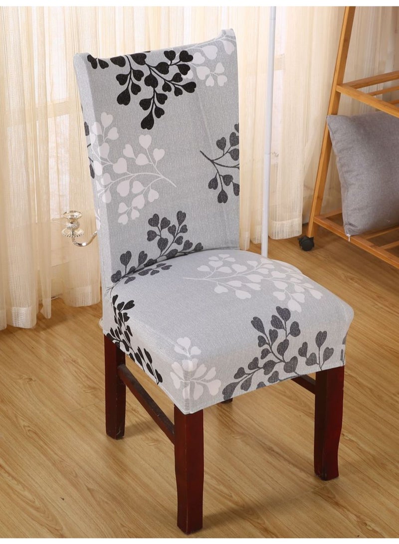 Floral Printed Extended Chair Cover Grey/Black/White