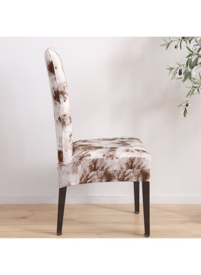 غطاء كرسي مزين بنقشة بسيطة قهوة/أبيض