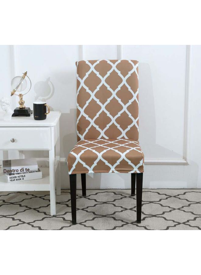 Stripped Printed Chair Cover Beige/White