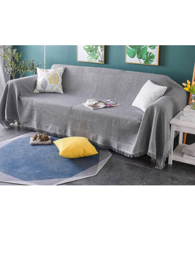 Solid Pattern Sofa Slipcover Grey - Image 3