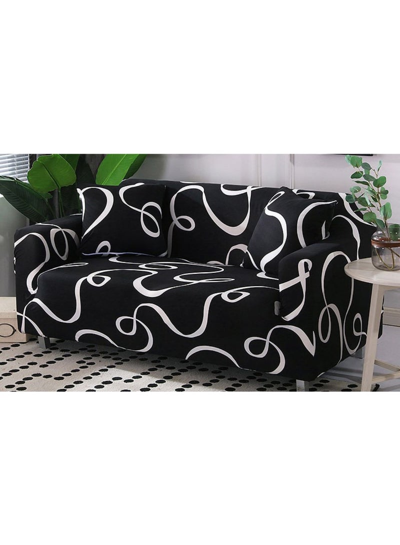 Modern Classic Printed Sofa Slipcover Black/White 90 x 140cm - Image 1