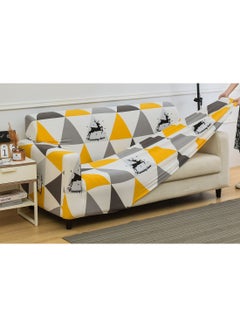 Geometric Pattern Sofa Slipcover Yellow/Grey/White 235 x 300cm