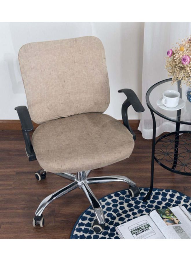 2-Piece Universal Split Type Swivel Chair Cover Set Beige 