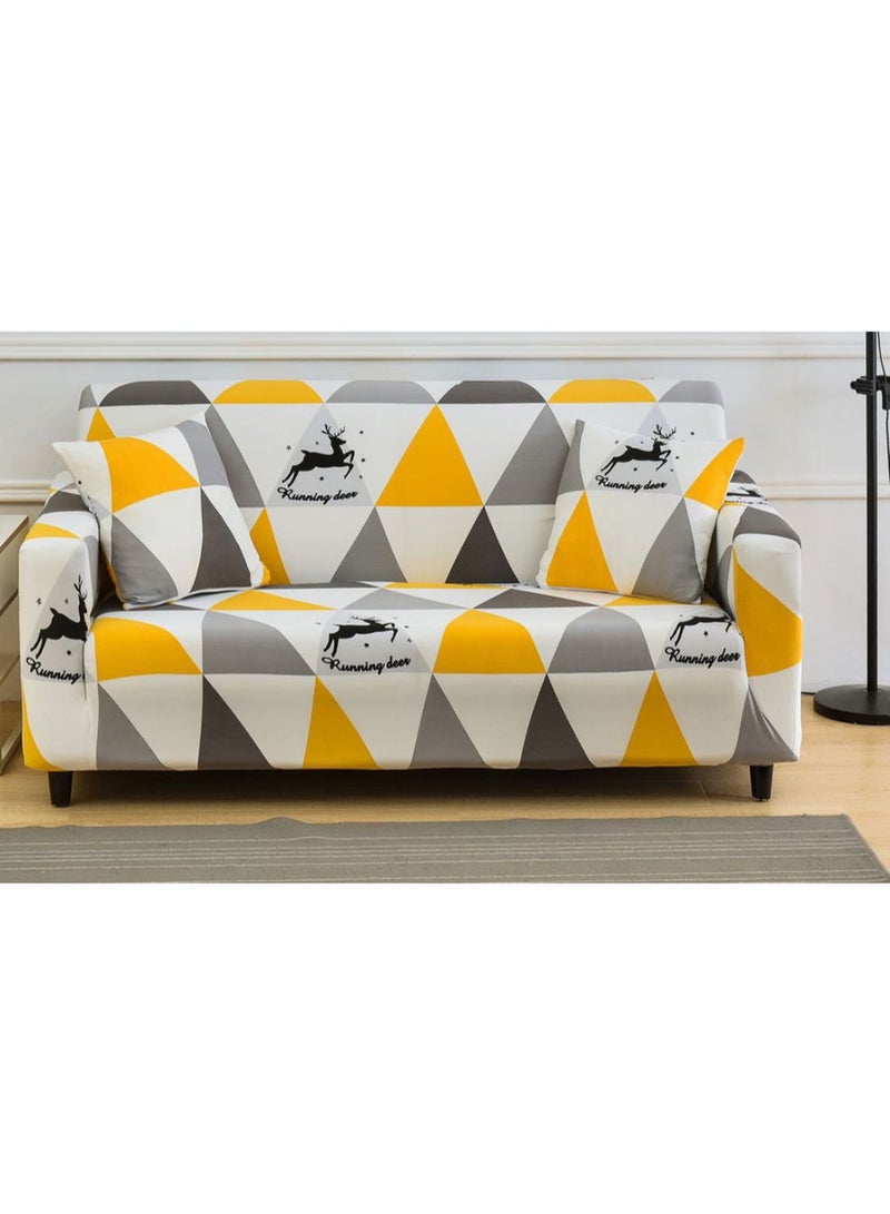 Generic Geometric Pattern Sofa Slipcover Yellow/Grey/White 235 x 300cm  - Image 2
