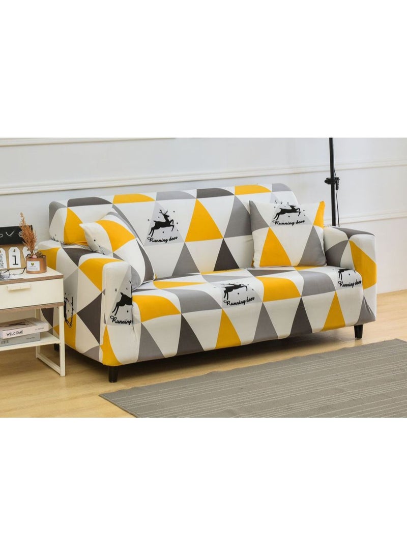 Generic Geometric Pattern Sofa Slipcover Yellow/Grey/White 235 x 300cm  - Image 3