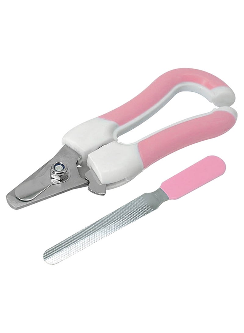 Safety Claw Nail Clipper With File Pink/Silver/White - Image 1