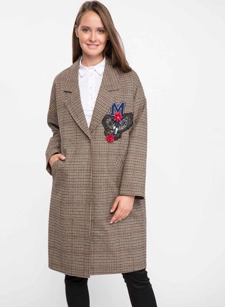 معطف من مزيج البوليستر بأكمام طويلة بني/أحمر/أزرق - v1573299461/N31322673V_1
